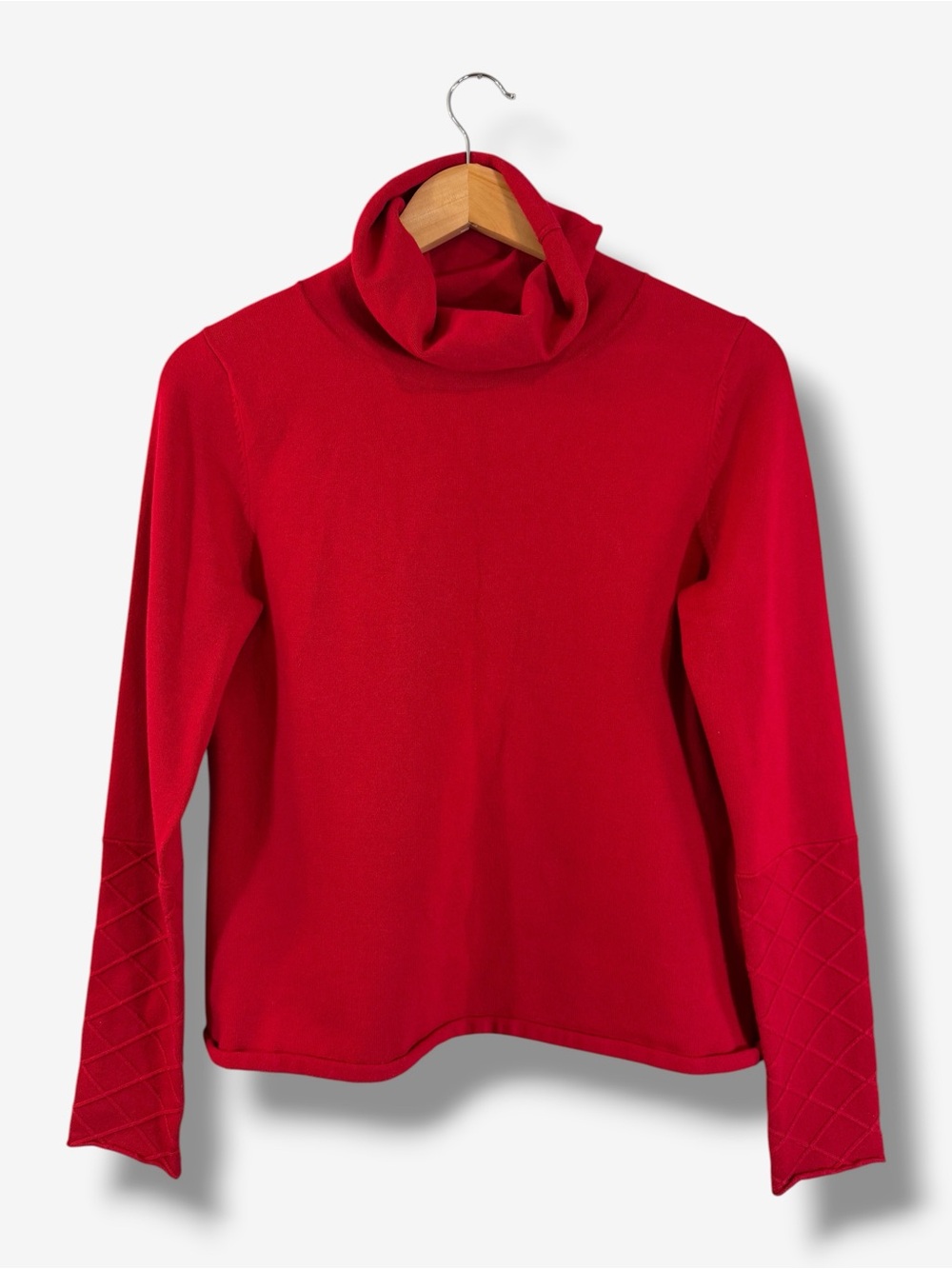 Krimson Klover Red Turtleneck Sweater Size M Diamond Quilted Sleeve Outdoor
